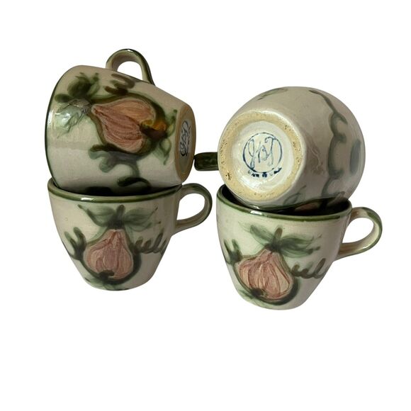 John B Taylor Louisville Stoneware Harvest Pear Mug Cup Set of 4 VTG Cottagecore - Picture 2 of 10